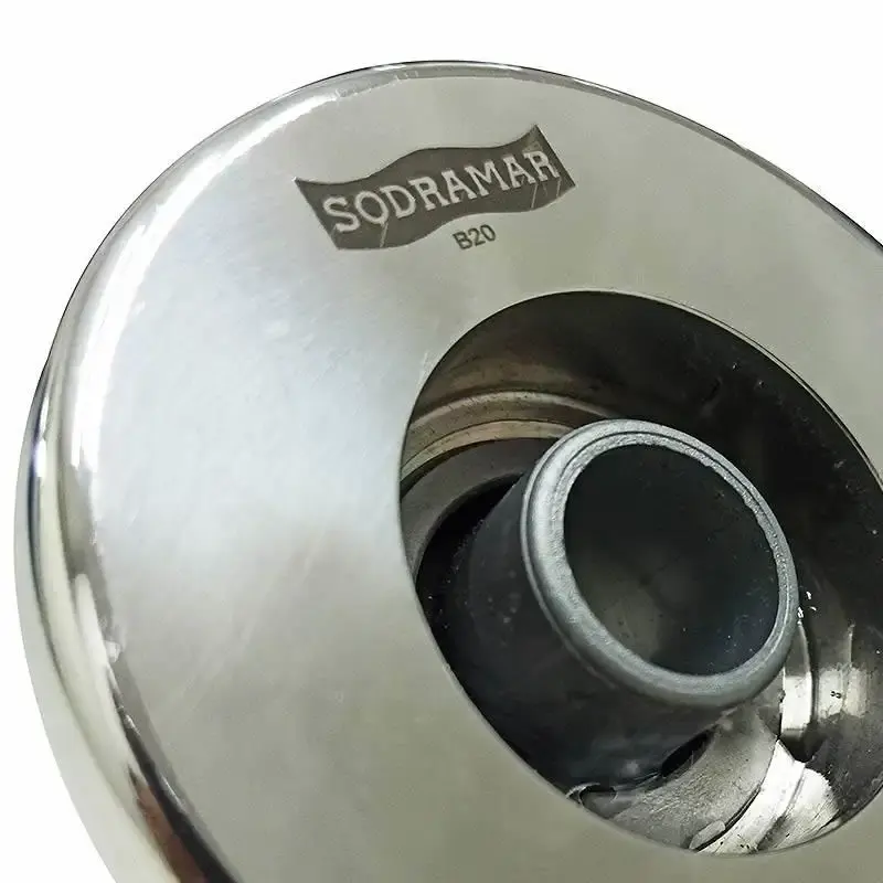 Kit 2 dispositivos de retorno e dispositivo de aspiração em aço inox 50MM Sodramar — fotografia 4