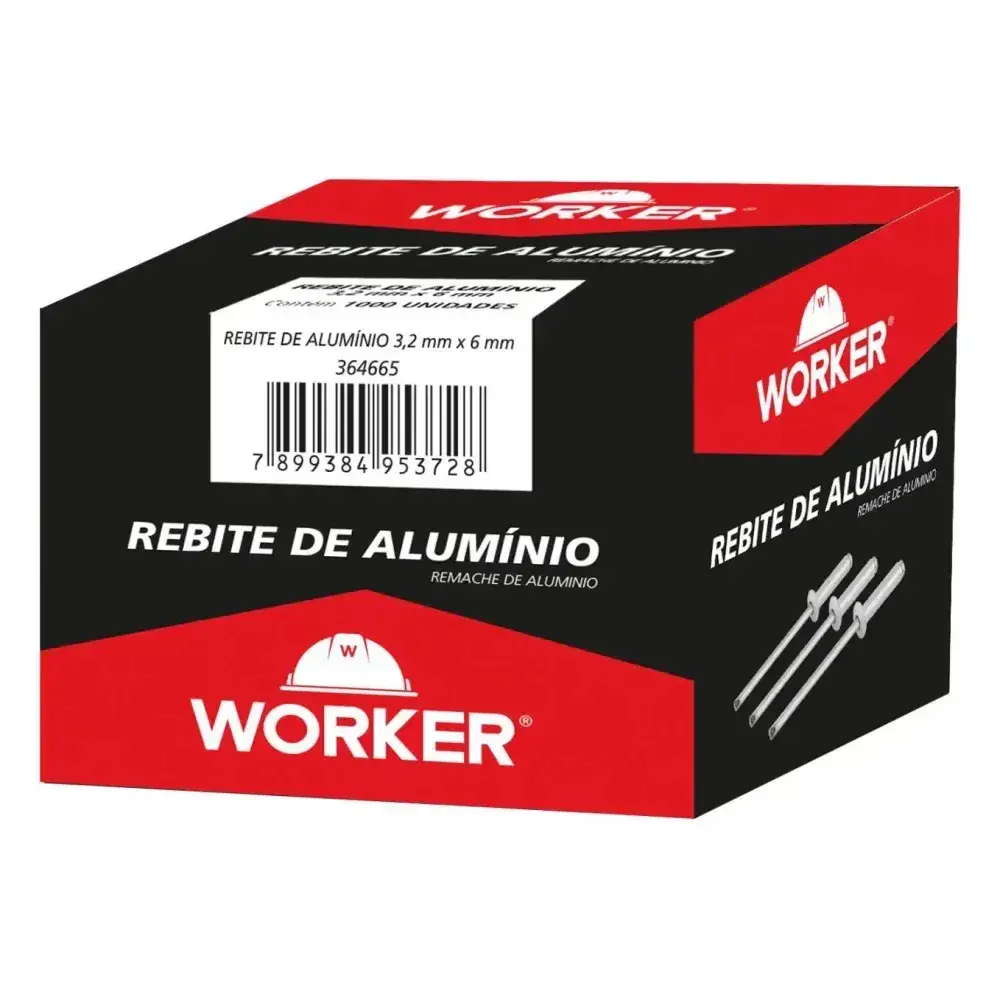 Rebite de repuxo alumínio 3,2X6MM 1000 peç Worker — fotografia 4