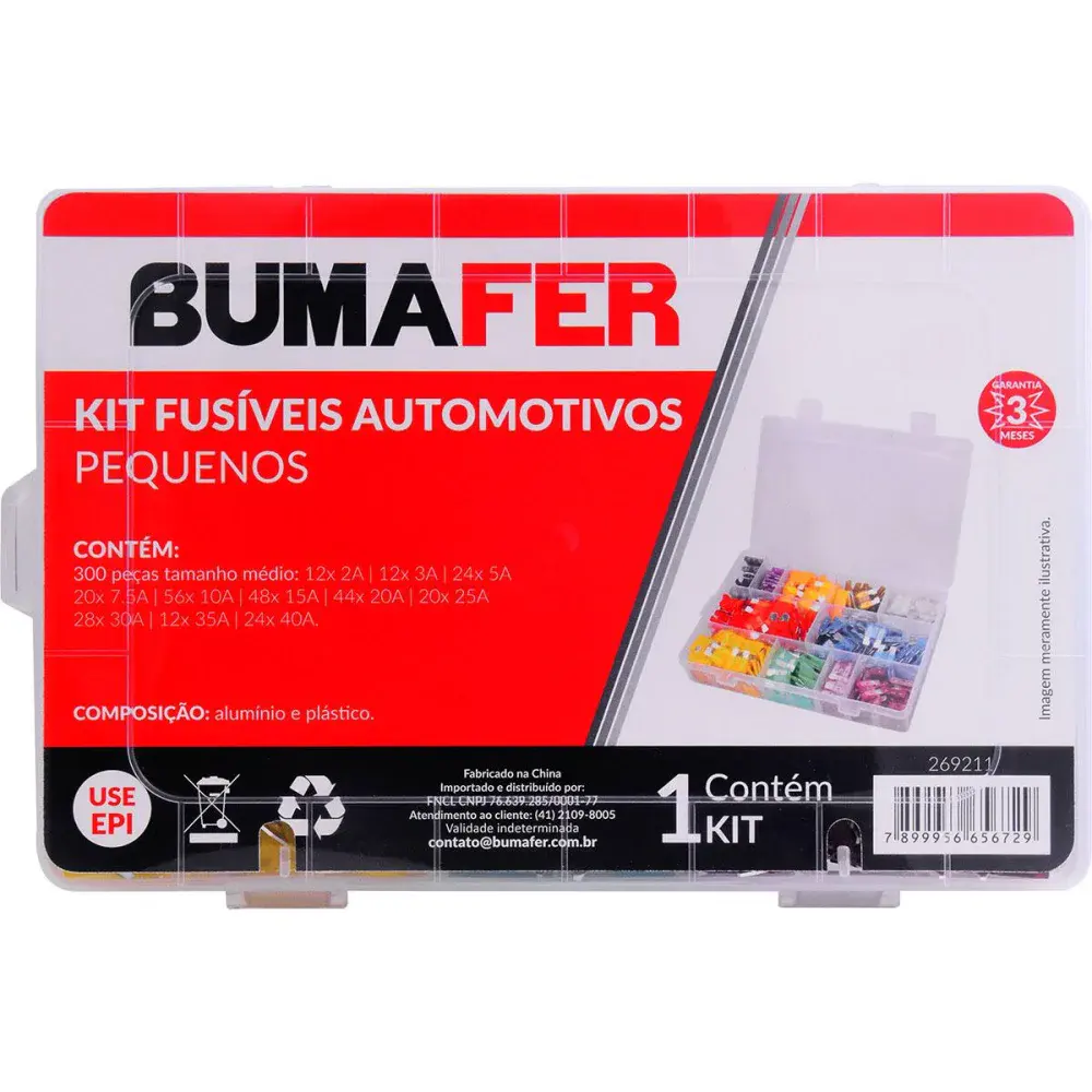 Kit fusíveis automotivos pequeno 300 peças Bumafer — fotografia 3