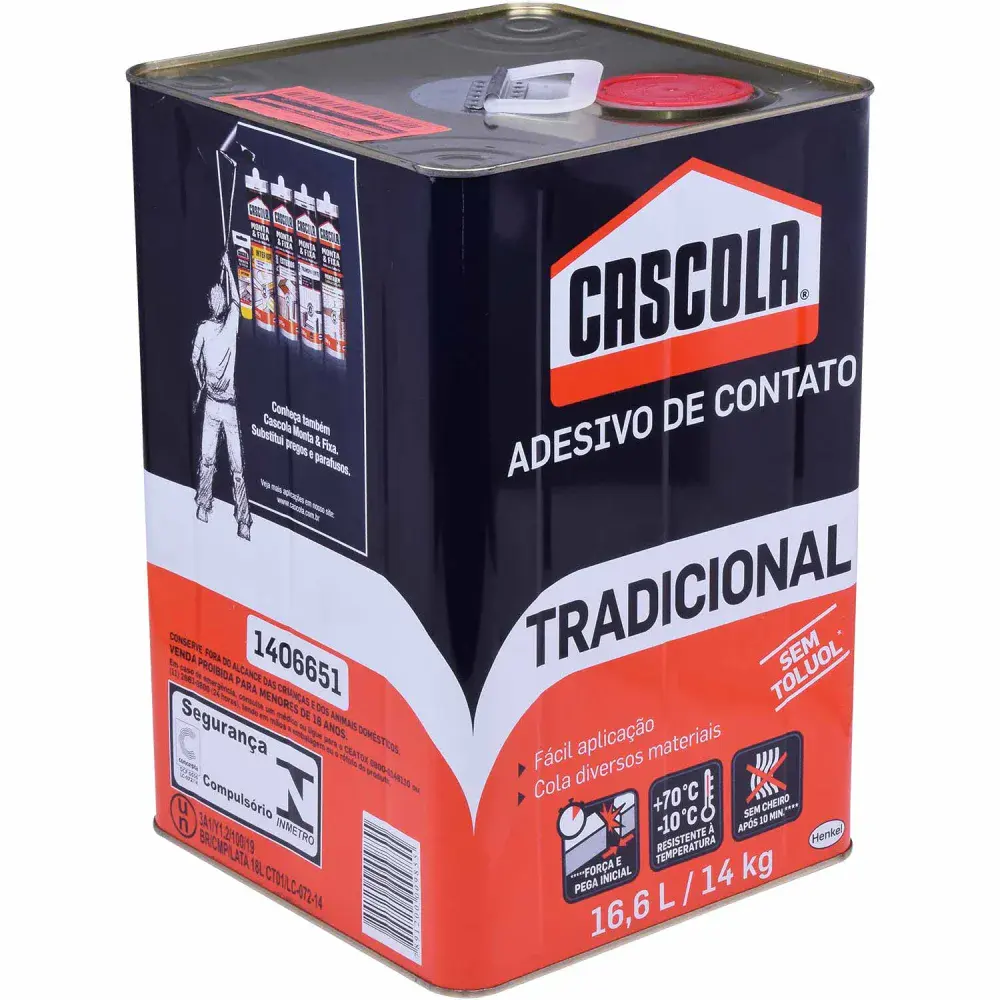 Adesivo de contato tradicional sem toluol 14KG cascola Henkel — fotografia 4