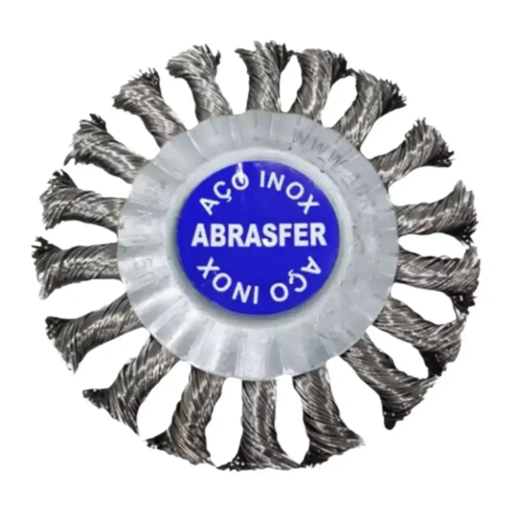 Escova de inox circular trançada 4.1/2 x 1/2 x 7/8 POL Abrasfer