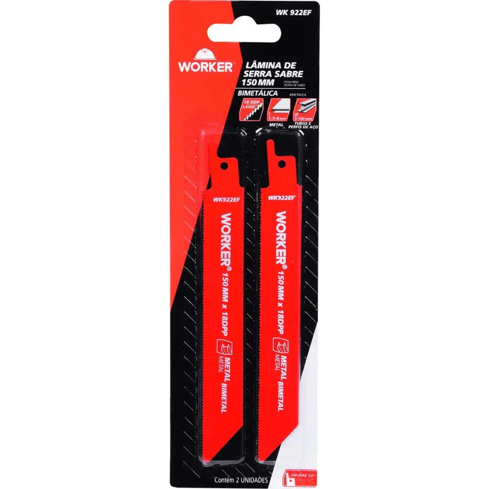 Lâmina para serra sabre bimetálica 1/2” 150MM 18 dentes Worker — fotografia 4