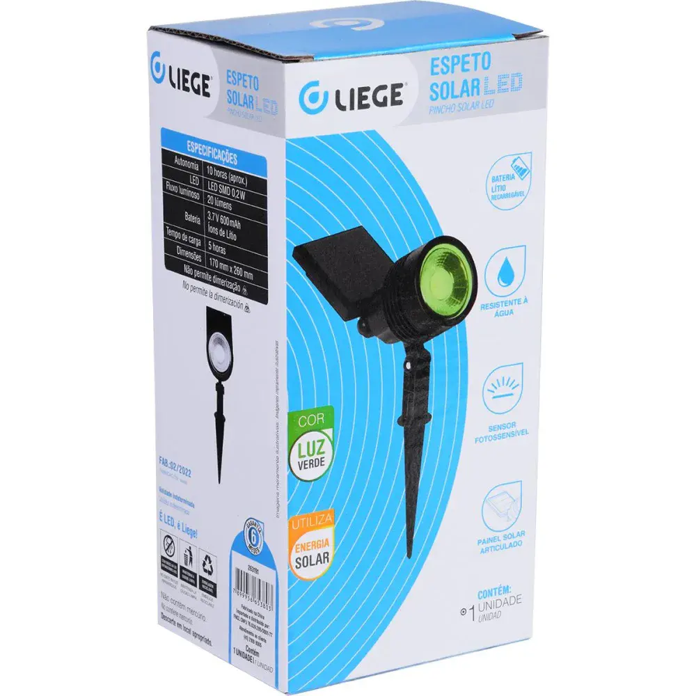 Espeto solar de led com painel articulado verde 20 lúmens Liege — fotografia 7