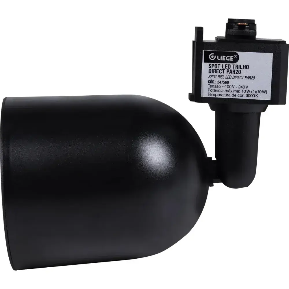 Spot led para trilho 10W 750LM 3000K biv preto Liege — fotografia 6