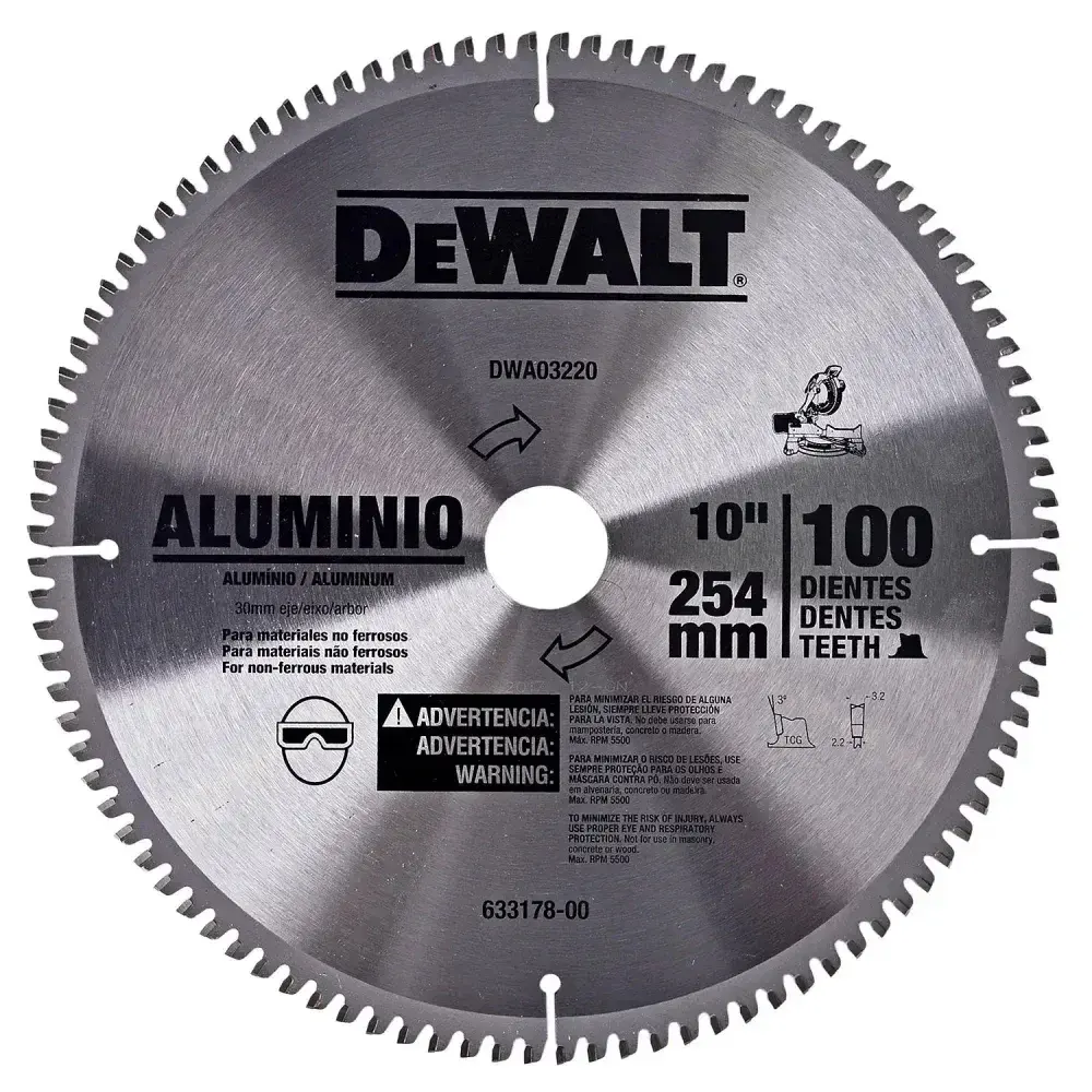 Disco de serra esquadria para alumínio 10 100 dentes Dewalt — fotografia 6