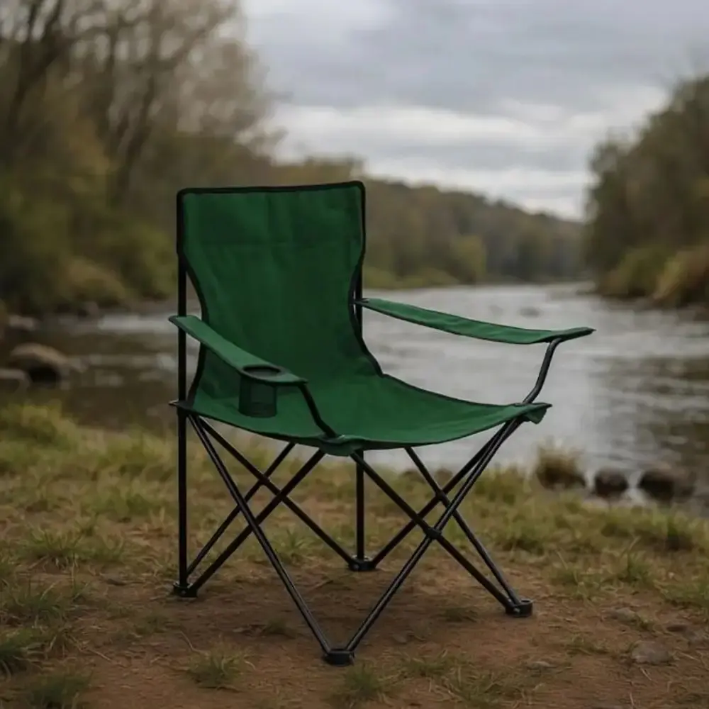 Cadeira para camping verde com braço e porta copo 120 KG Mor — fotografia 5