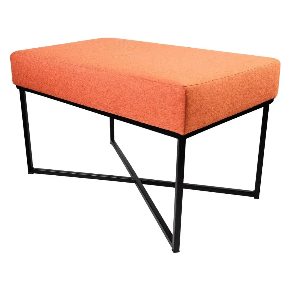 Puff retangular cor tijolo base preta 72X36X39CM bhela decor — fotografia 9