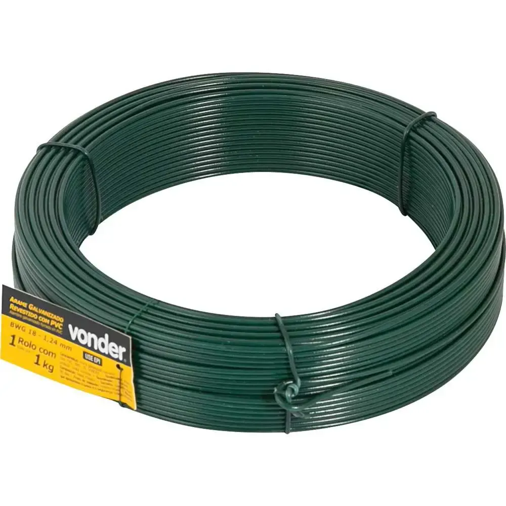 Arame revestido pvc verde rolo 1KG BWG18 Vonder — fotografia de referência