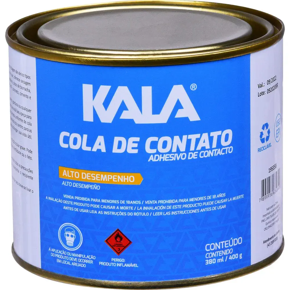 Adesivo cola de contato lata 400G Kala — fotografia de referência