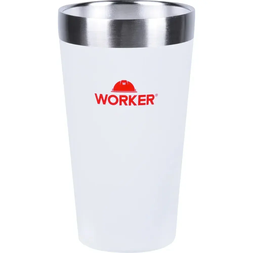 Copo térmico em aço inoxidável branco/vermelho 473ML Worker — fotografia 8