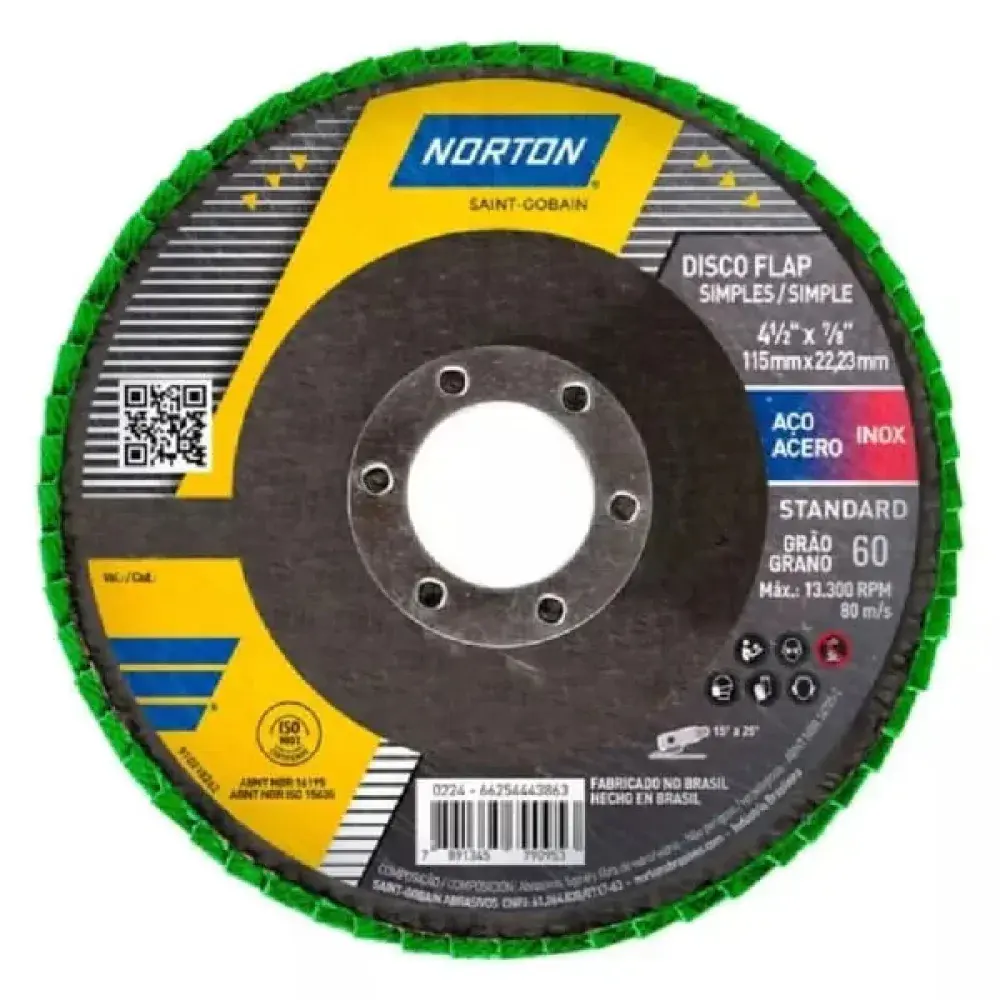 Disco flap R244 standard grão 60 Norton — fotografia de referência