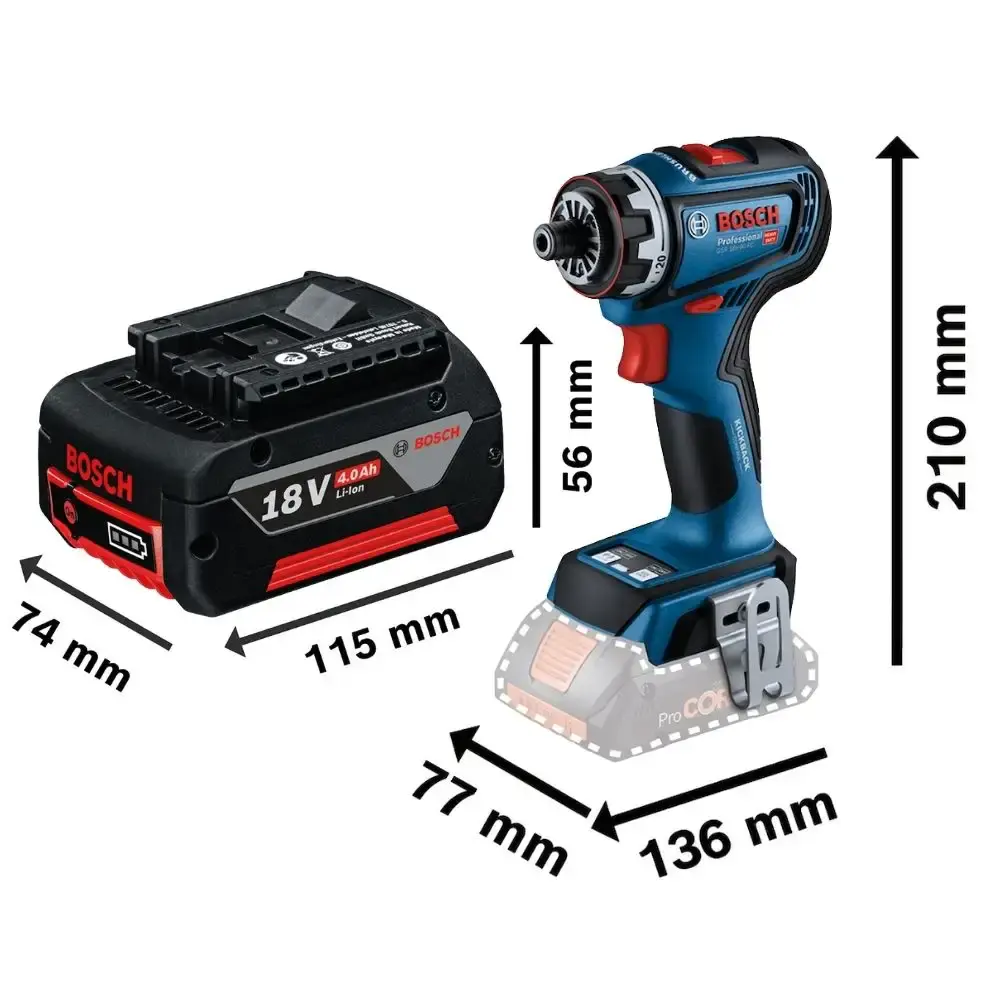Parafusadeira 18V 1/2 POL 64NM brushless GSB18V-90 com bateria e maleta Bosch — fotografia 2