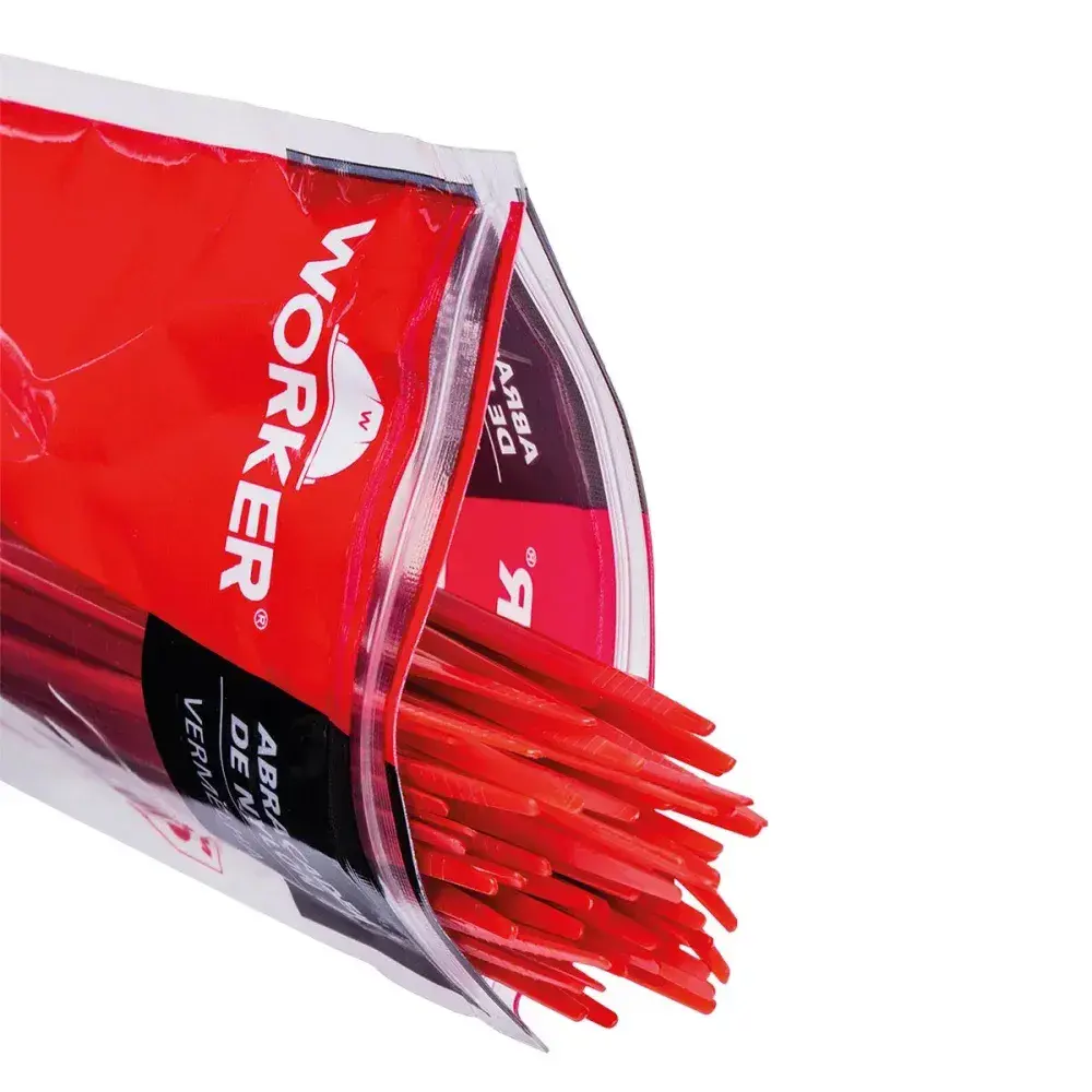 Abraçadeira de nylon 3,6X250MM vermelha 100 peç Worker — fotografia 6