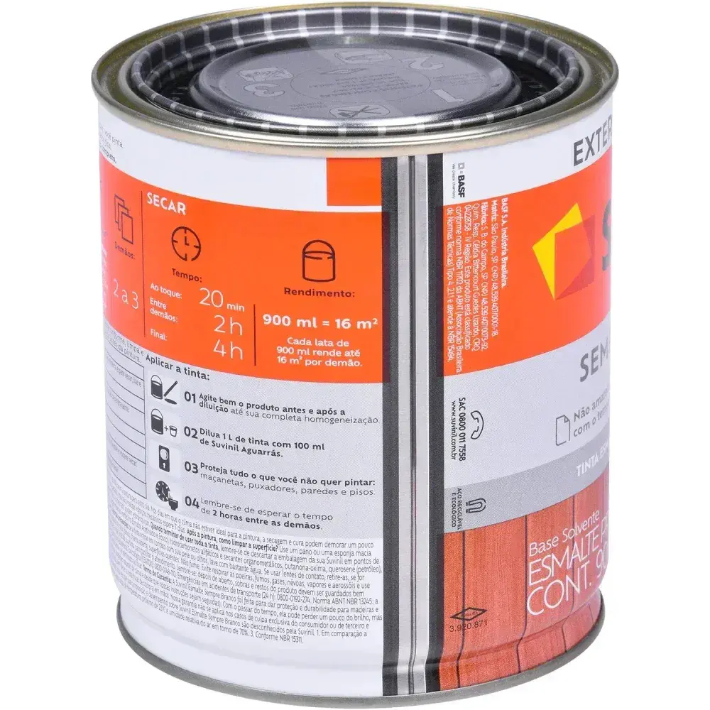 Tinta esmalte sempre branco acetinado branca 900ML Suvinil — fotografia 7