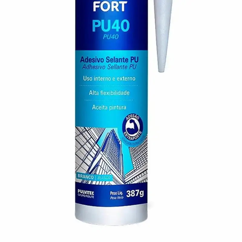 Selante polyfort PU 40 tubo 387G branco PU013 Pulvitec — fotografia 3