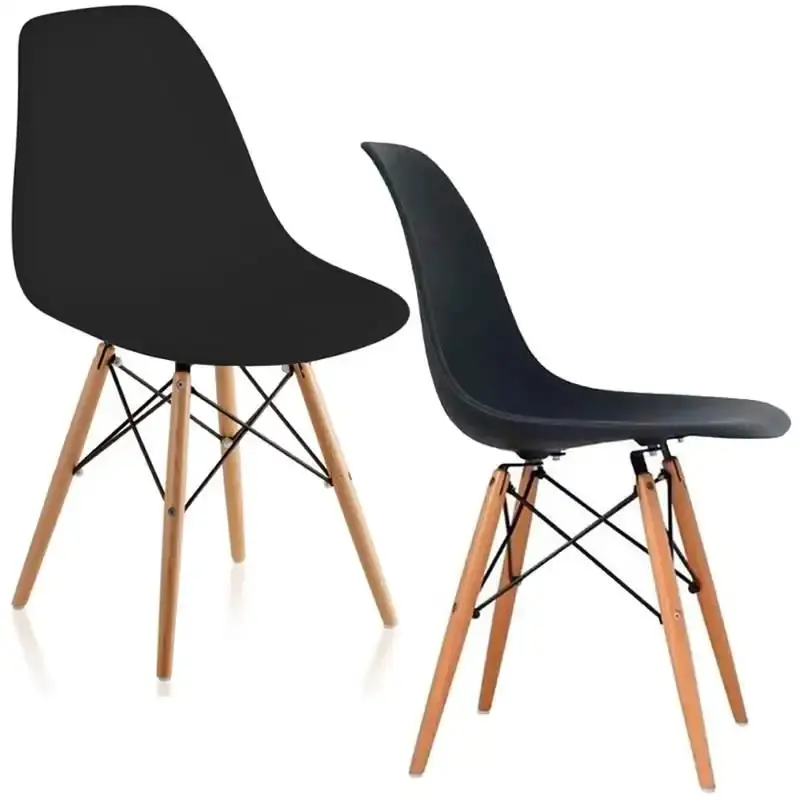 Cadeira charles eames wood preta F901001 eifel com 2 unidades Garden life