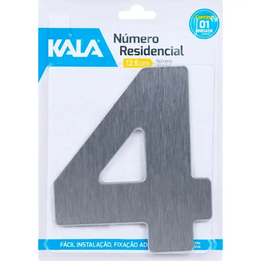 Número residencial N°4 aço escovado 12,5CM Kala — fotografia 4