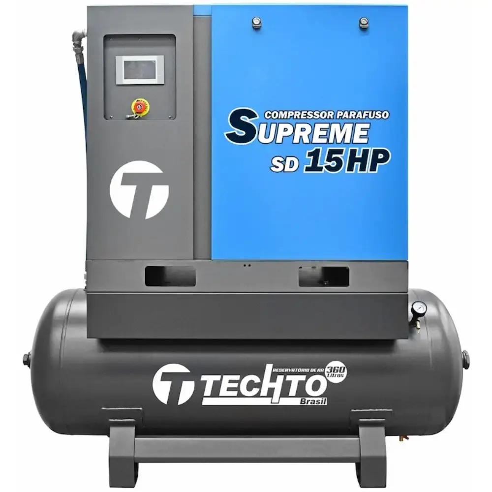 Compressor de parafuso supreme com reservatório 360L 15HP 10BAR 380V SD15 techto — fotografia de referência