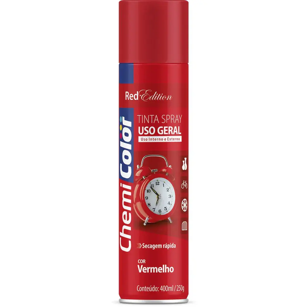 Tinta spray uso geral na cor vermelho 400ML Chemicolor