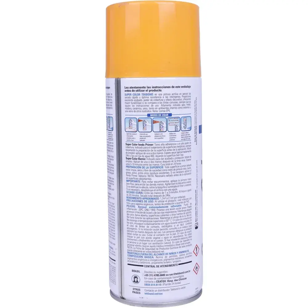 Tinta spray uso geral amarelo 350ML Tekbond — fotografia 7