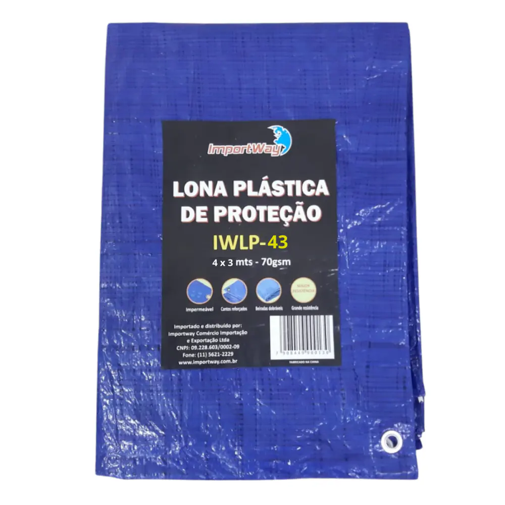 Lona Carreteiro 100 Micras Leve 4 x 3 Metros Azul IWLP43 IMPORTWAY — fotografia de referência