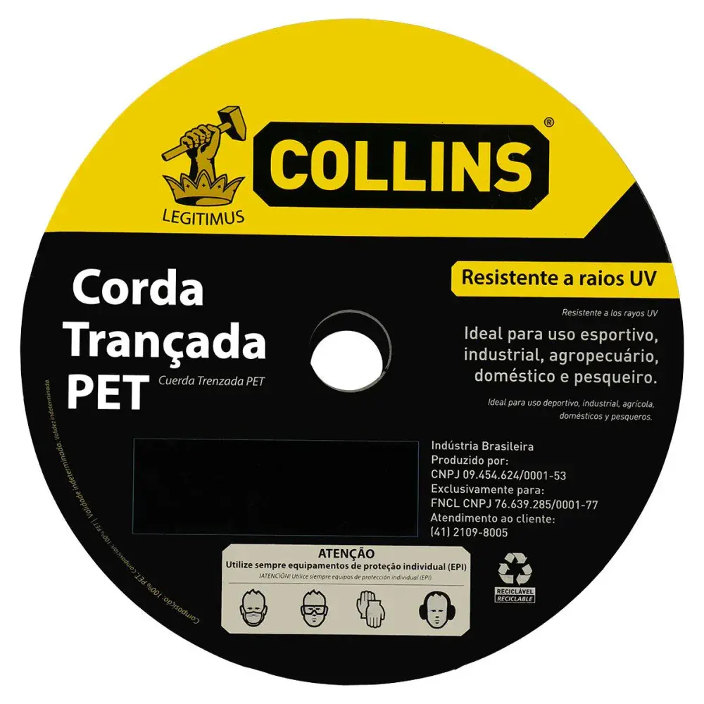 Corda pet trançada colorida 12MMX105M Collins — fotografia 3