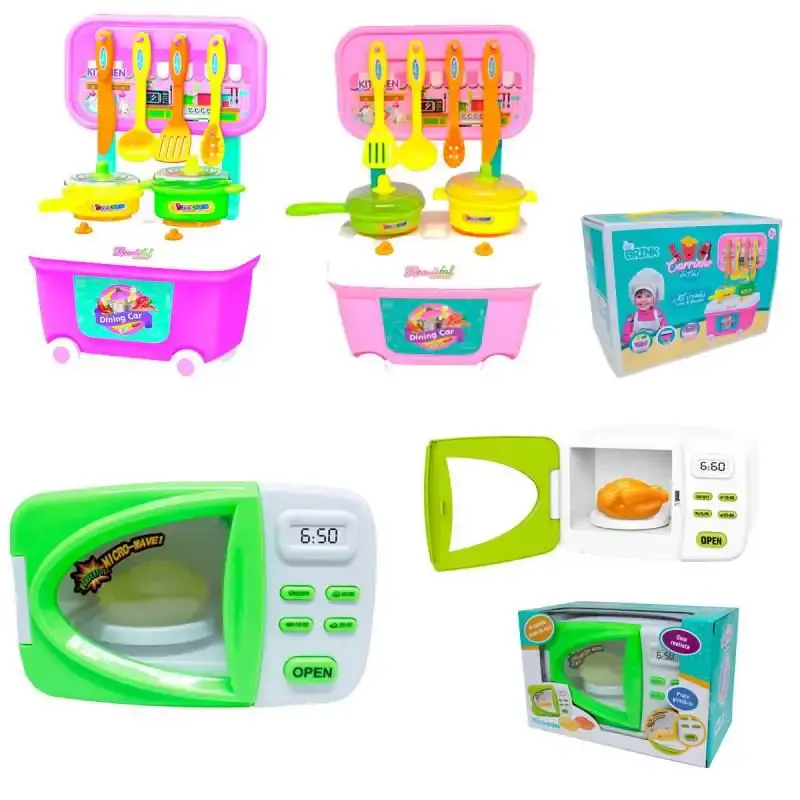 Casinha de brinquedo pink + mini micro-ondas + mini kit chef BEL — fotografia 8