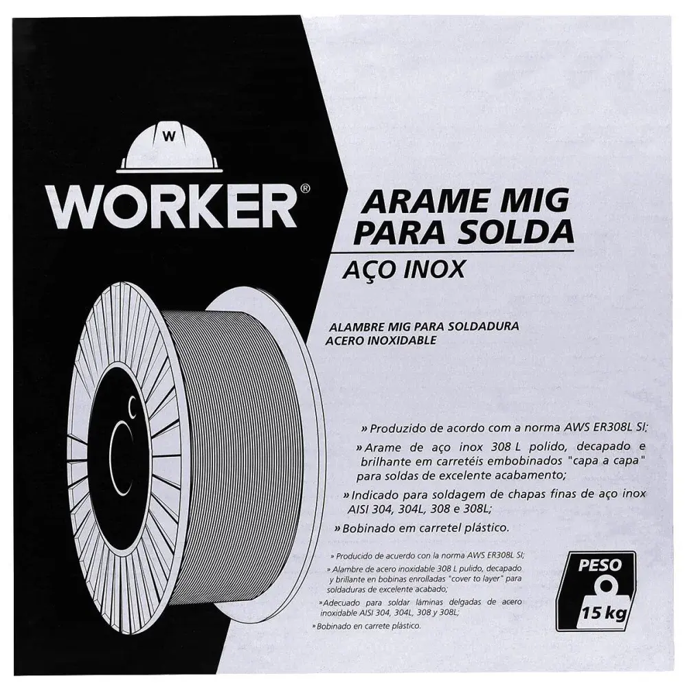 Arame de solda mig 308L 0,8MM 15KG Worker — fotografia 5