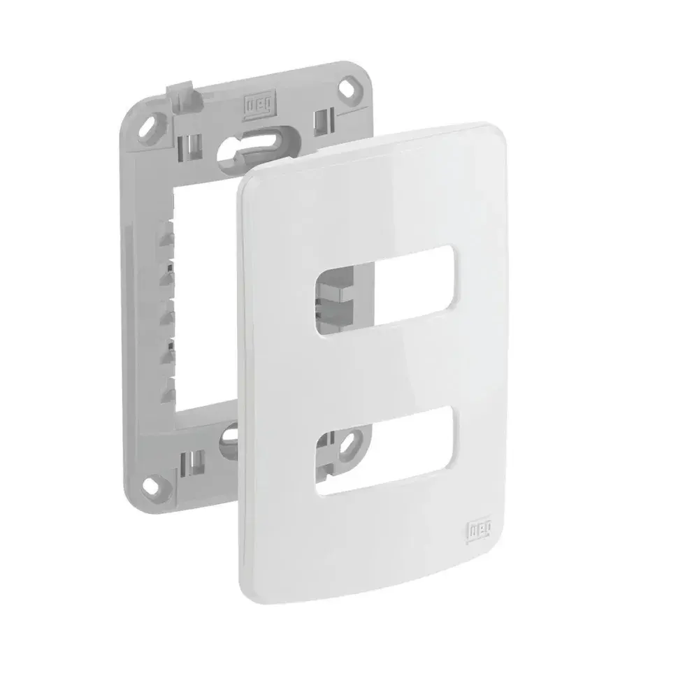 Conjunto placa e suporte 4X2 2P horizontal branco da WEG — fotografia 2