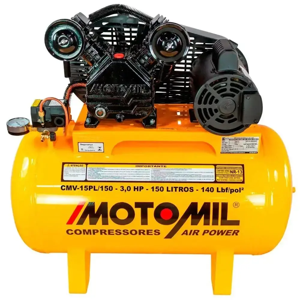 Compressor de ar 15 pés 3HP 150 litros air power CMV-15PL/150 MotoMil