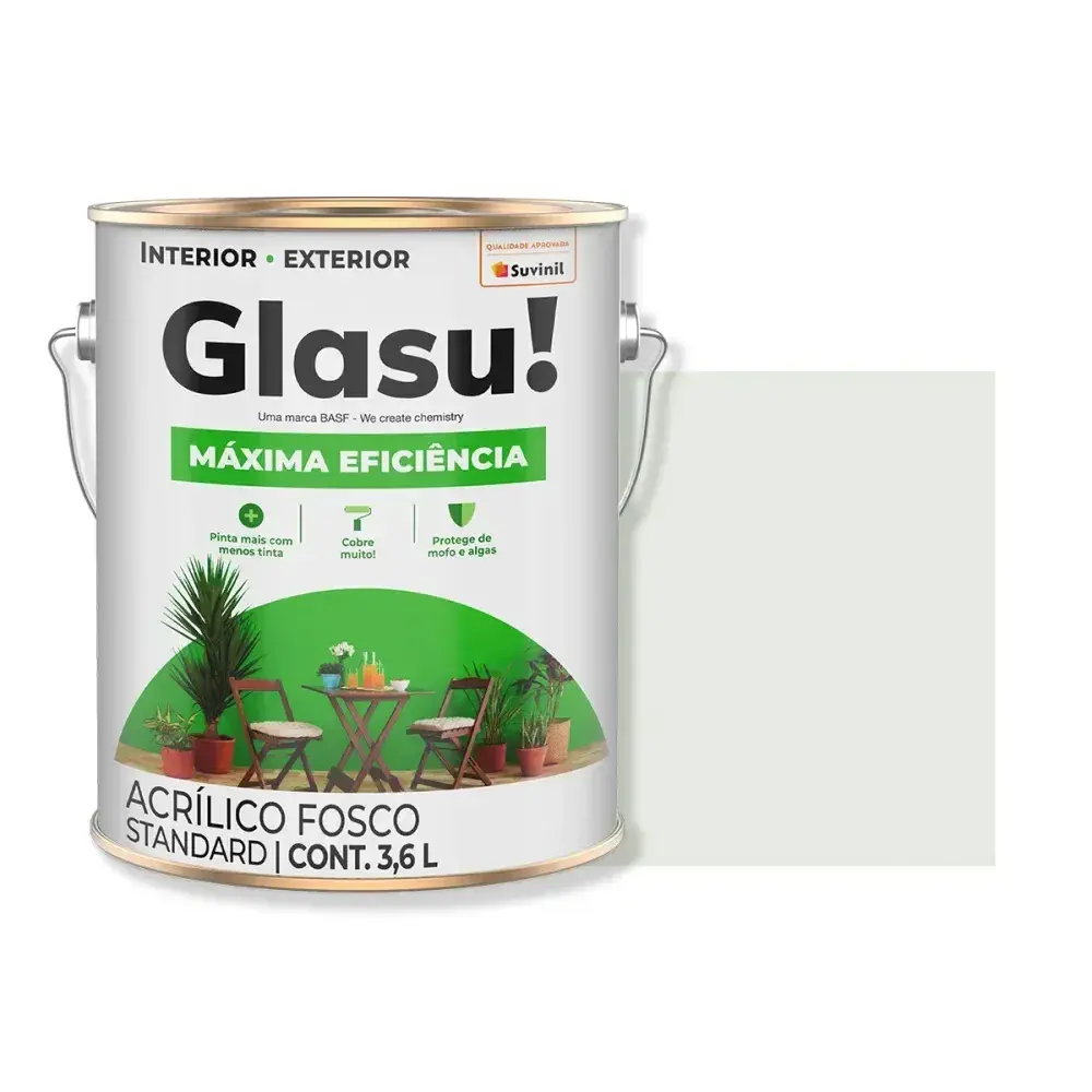 Tinta acrílica máxima eficiência fosco gelo 3,6L glasu Suvinil Glasu! — fotografia 2