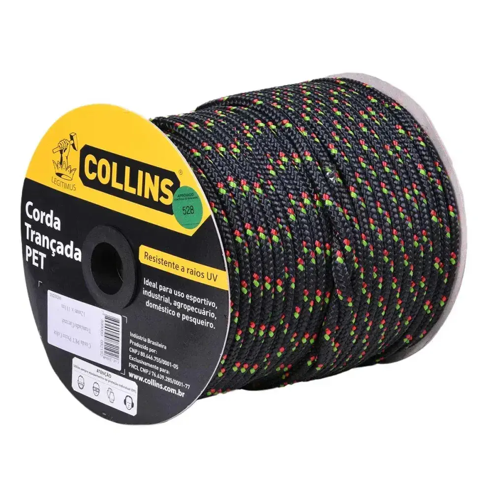 Corda pet trançada 147M/ 10MM preta Collins — fotografia 5