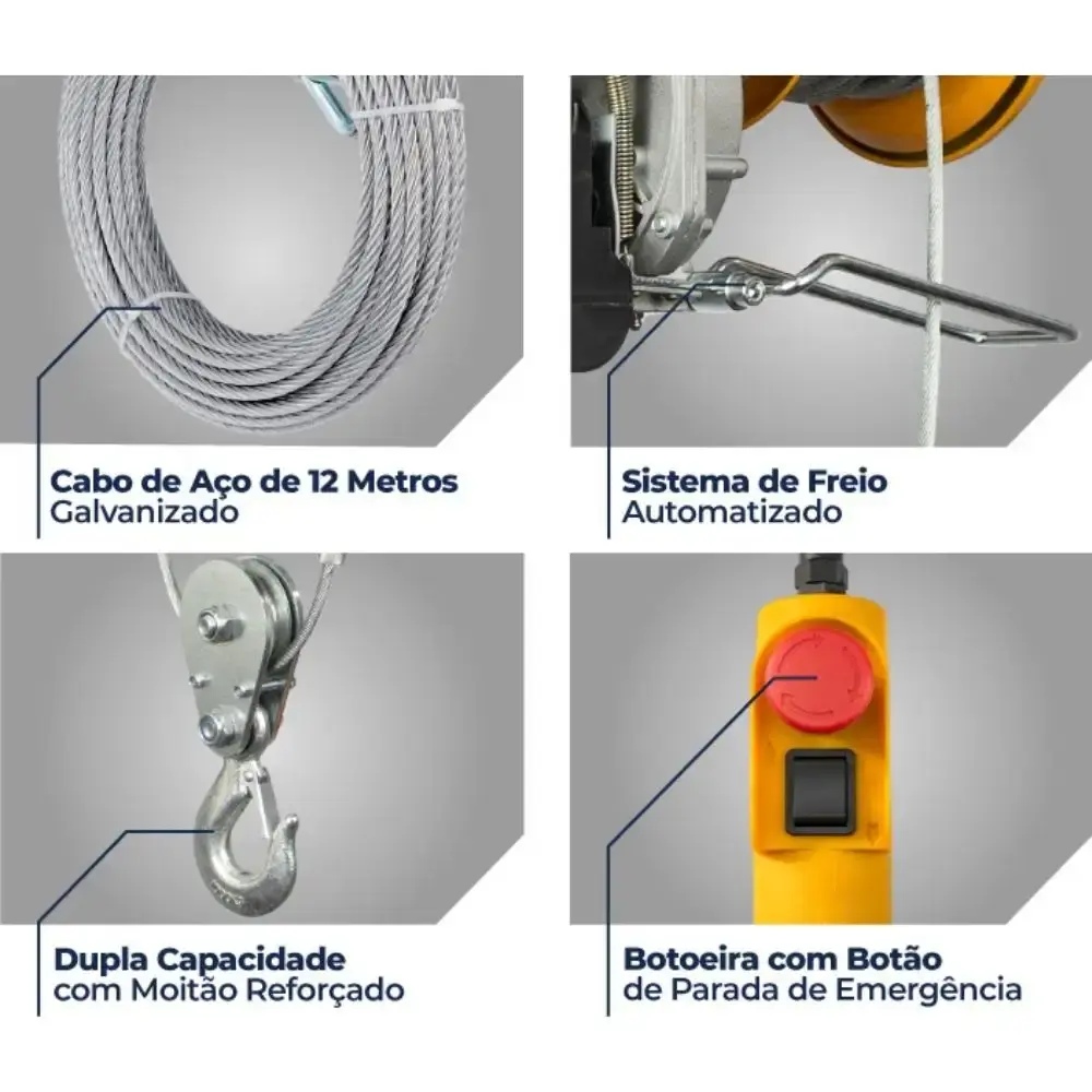 Guincho elétrico cabo de aço TEC 500/1000 KG monofásico CSM 110 V — fotografia 5