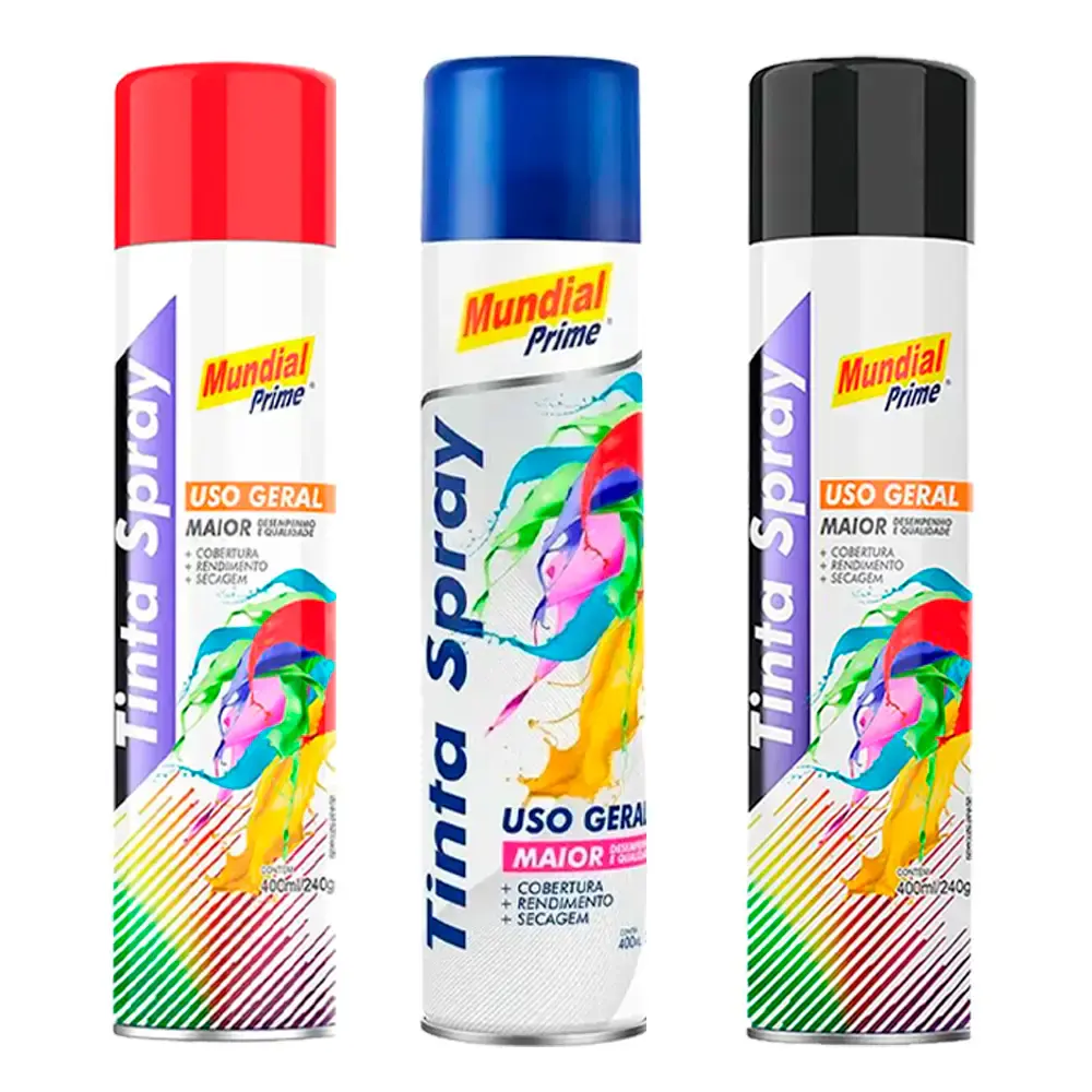 Tinta spray 400 ML mundial prime Vermelho — fotografia 3