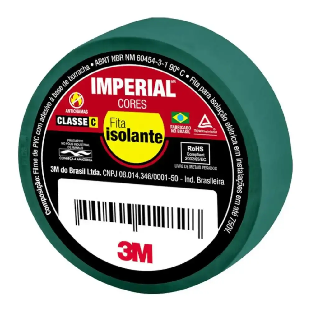 Fita isolante 20 metros multiuso imperial verde 3M
