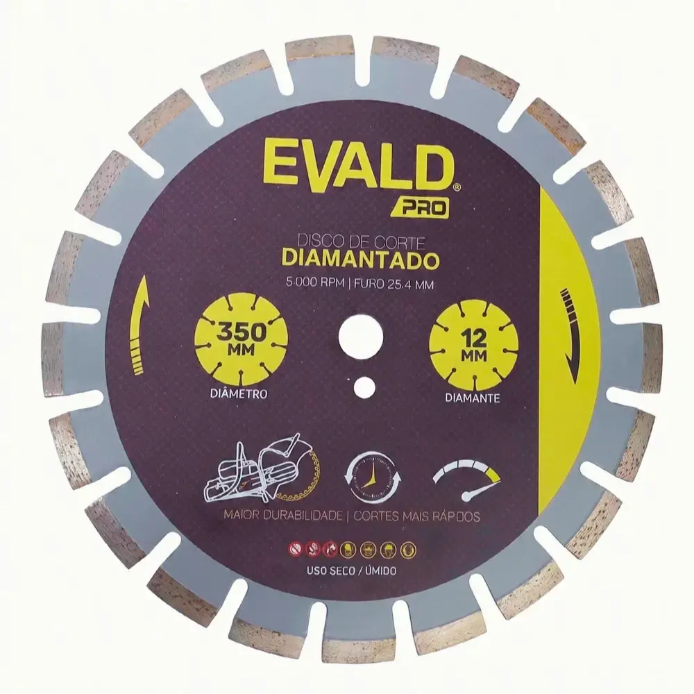 Disco de corte diamantado 350 MM 14 POL para asfalto e concreto segmentado Evald PRO — fotografia 2