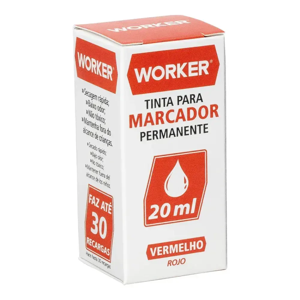 Tinta marcador permanente vermelho com 20ML da Worker — fotografia 4