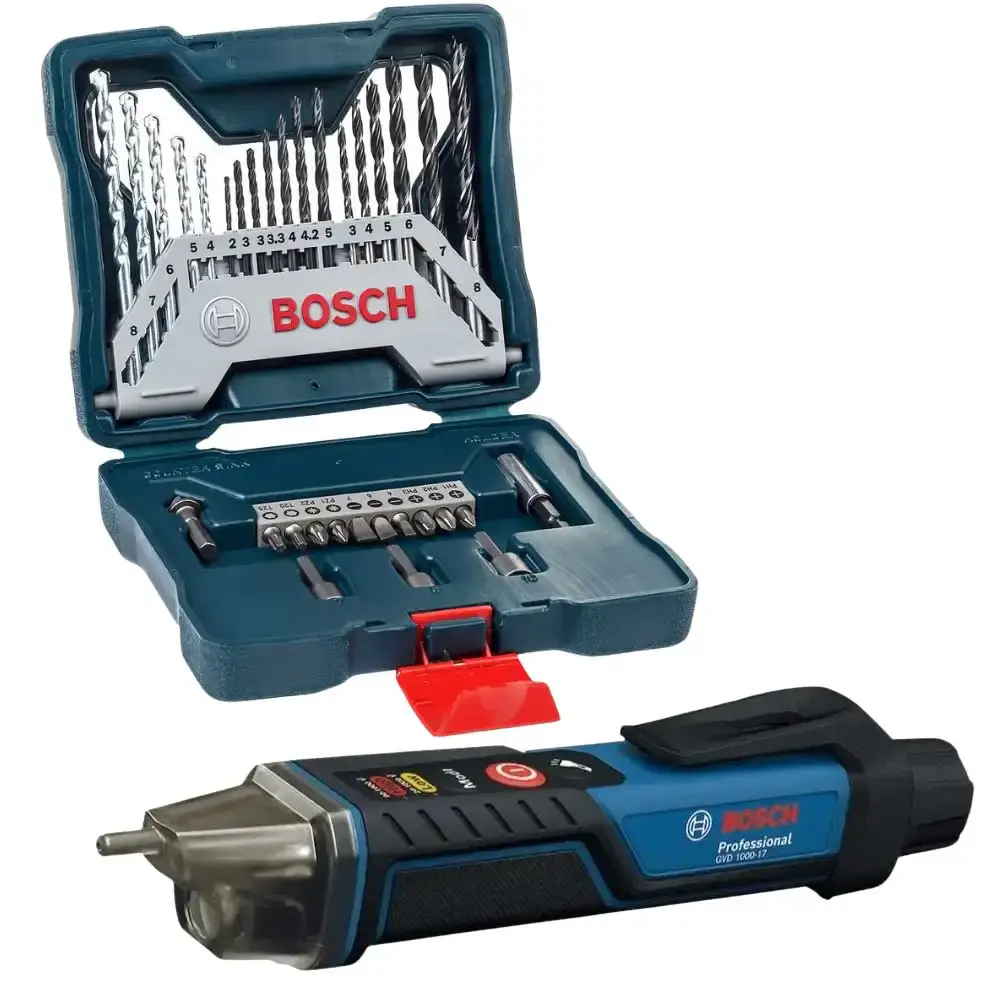 Detector de tensão GVD 1000-17 com kit de 33 peças x-line Bosch — fotografia de referência
