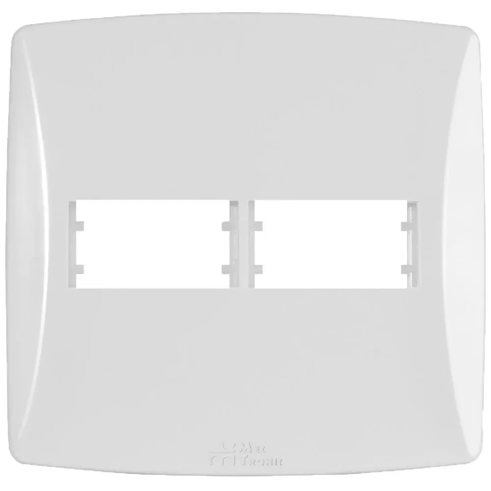 Placa 4X4 2 postos separado horizontal branco petra Mectronic