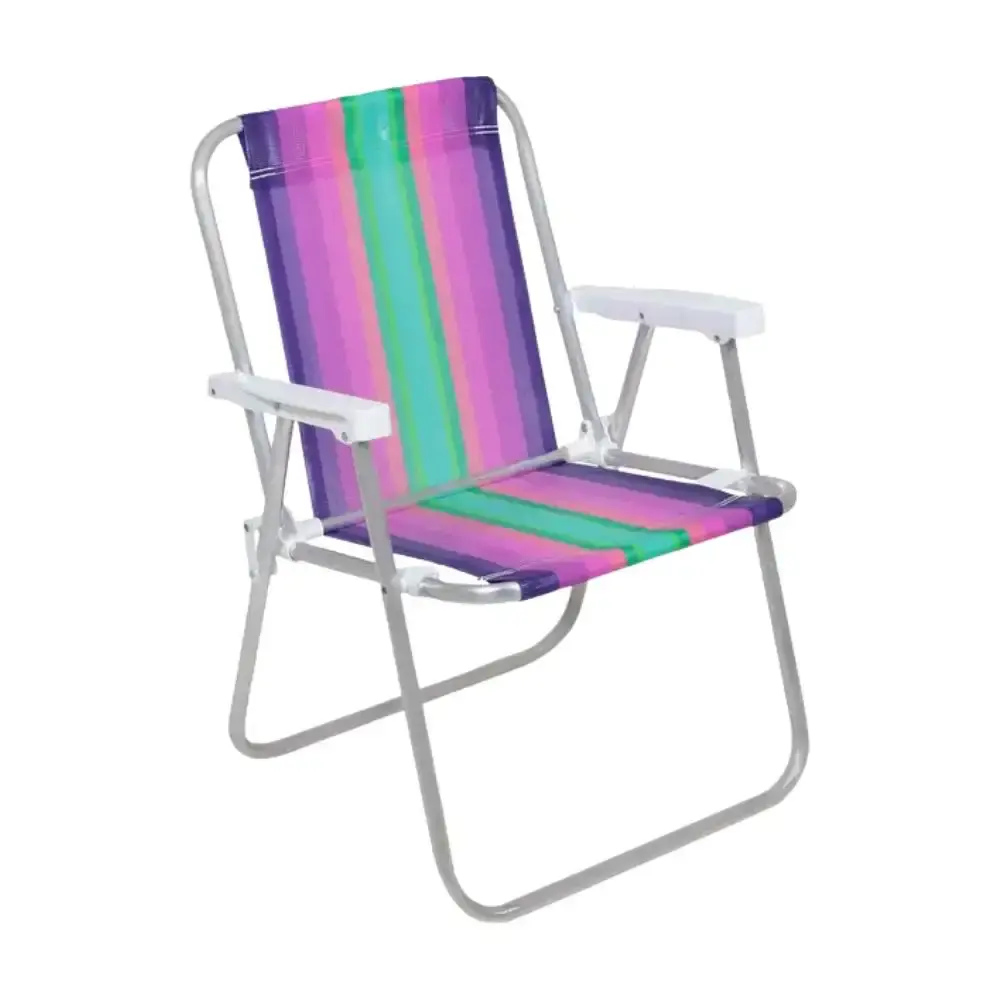 Cadeira de praia alta alumínio degradê roxo e verde 25575 BEL Belfix