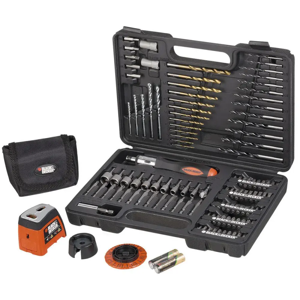 Jogo para furar nivelar parafusar com 115 peças black&decker Dewalt