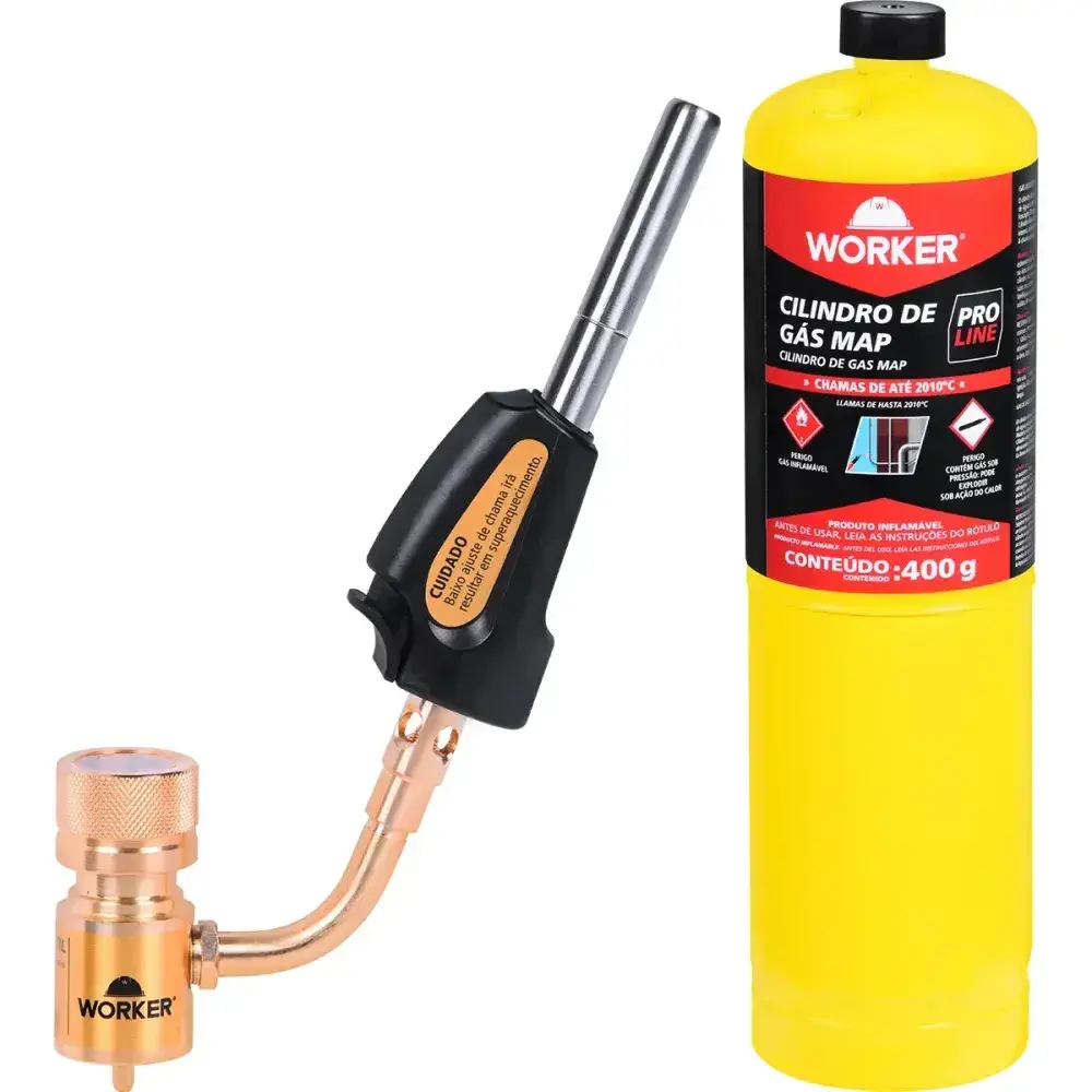 Kit cilindro de gás mapp aço com maçarico portátil Worker — fotografia 8