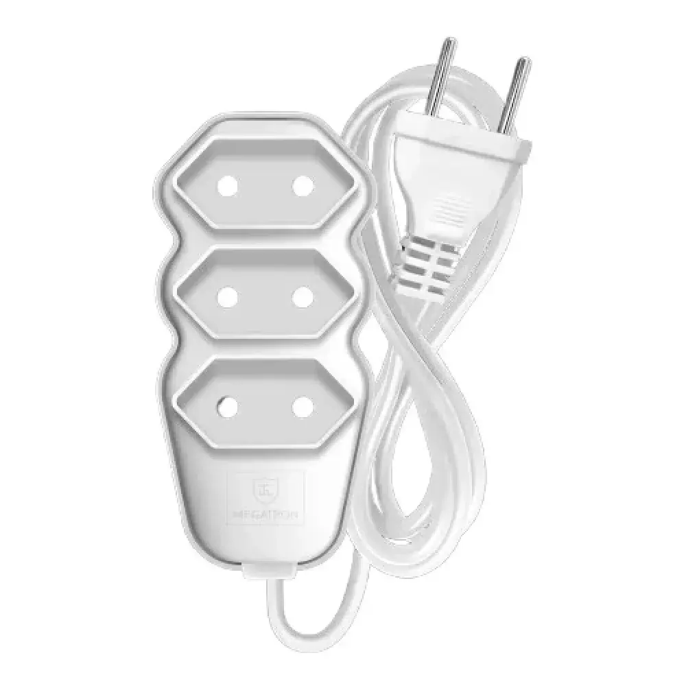 Extensão elétrica cabo paralelo branco 2P 10A 5M bivolt Liege — fotografia 2