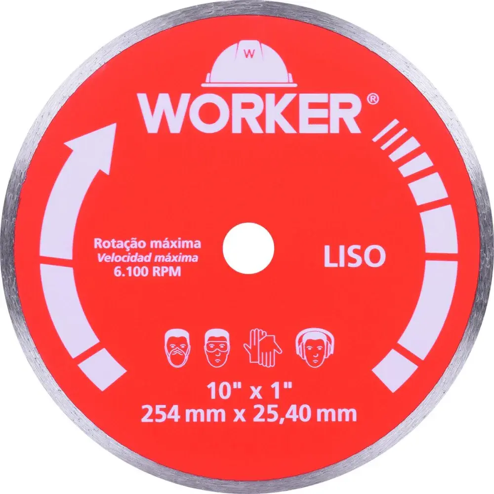 Disco de corte diamantado liso 10” - 254X25,40MM Worker
