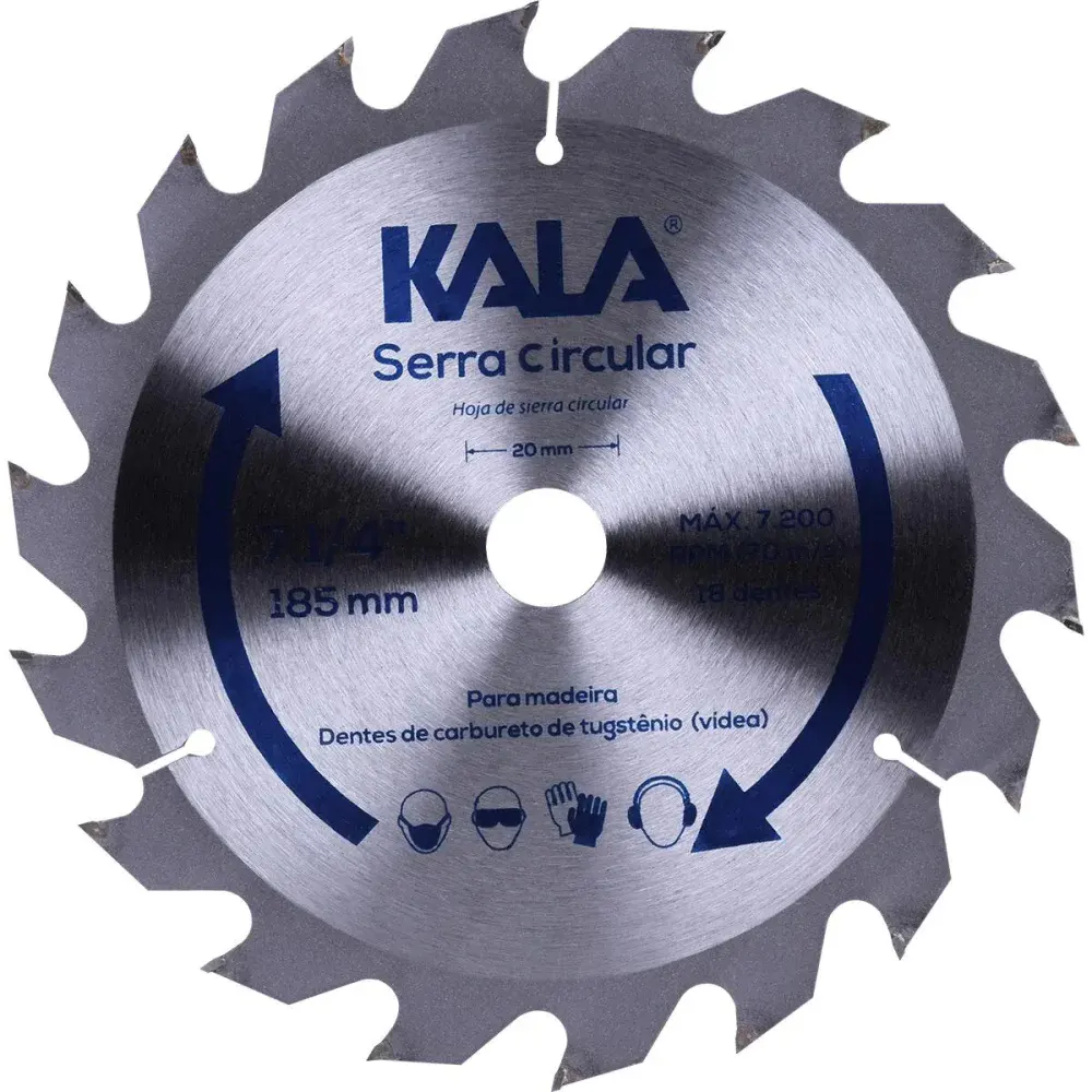 Disco serra circular 7.1/4 para madeira 18 dentes 7200RPM Kala — fotografia 4