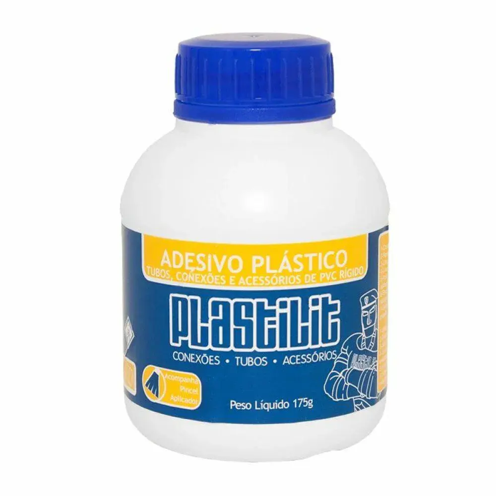 Adesivo pvc soldável pote 175G da Plastilit — fotografia de referência