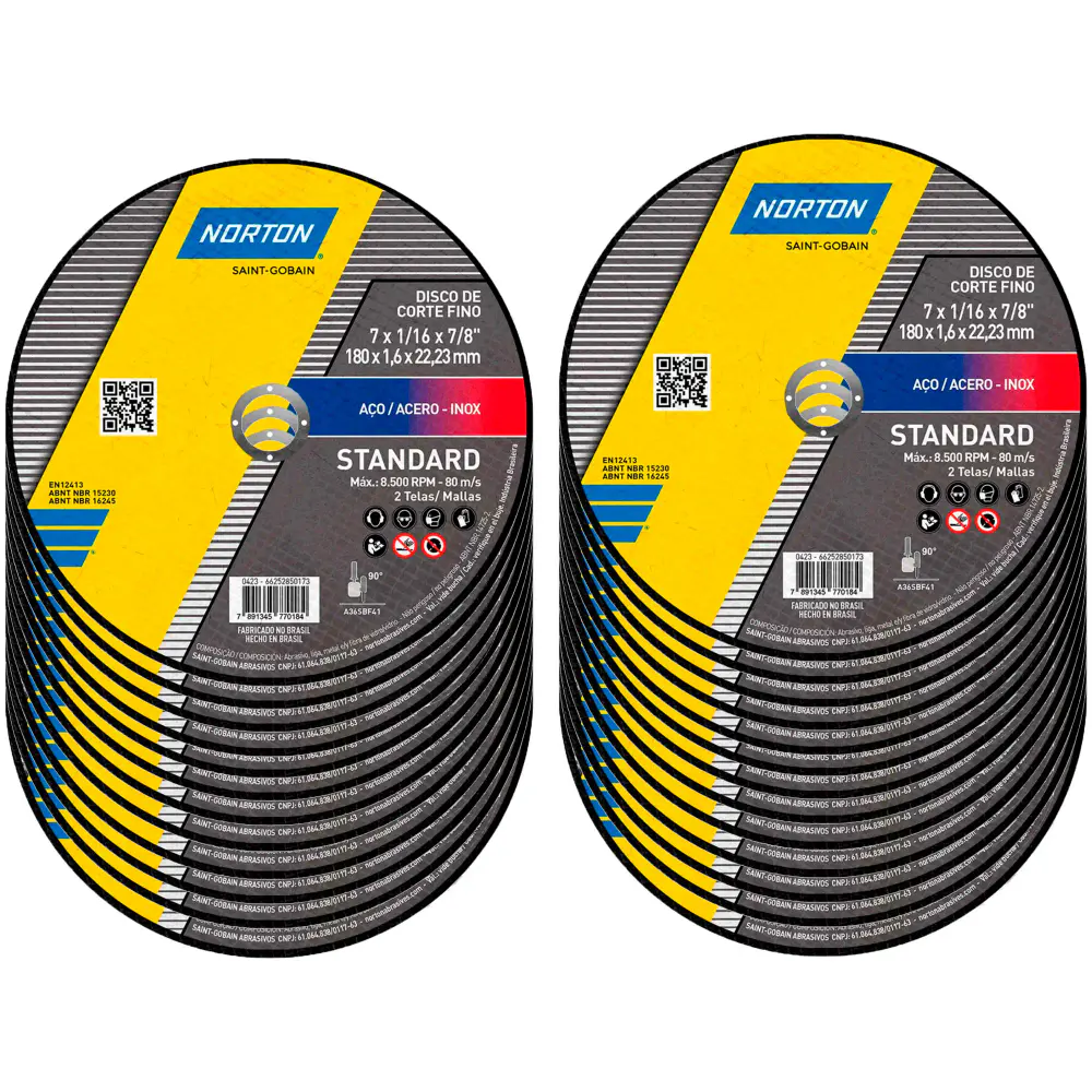 Disco de Corte 7 x 1,6 MM Standard Com 25 Unidades NORTON