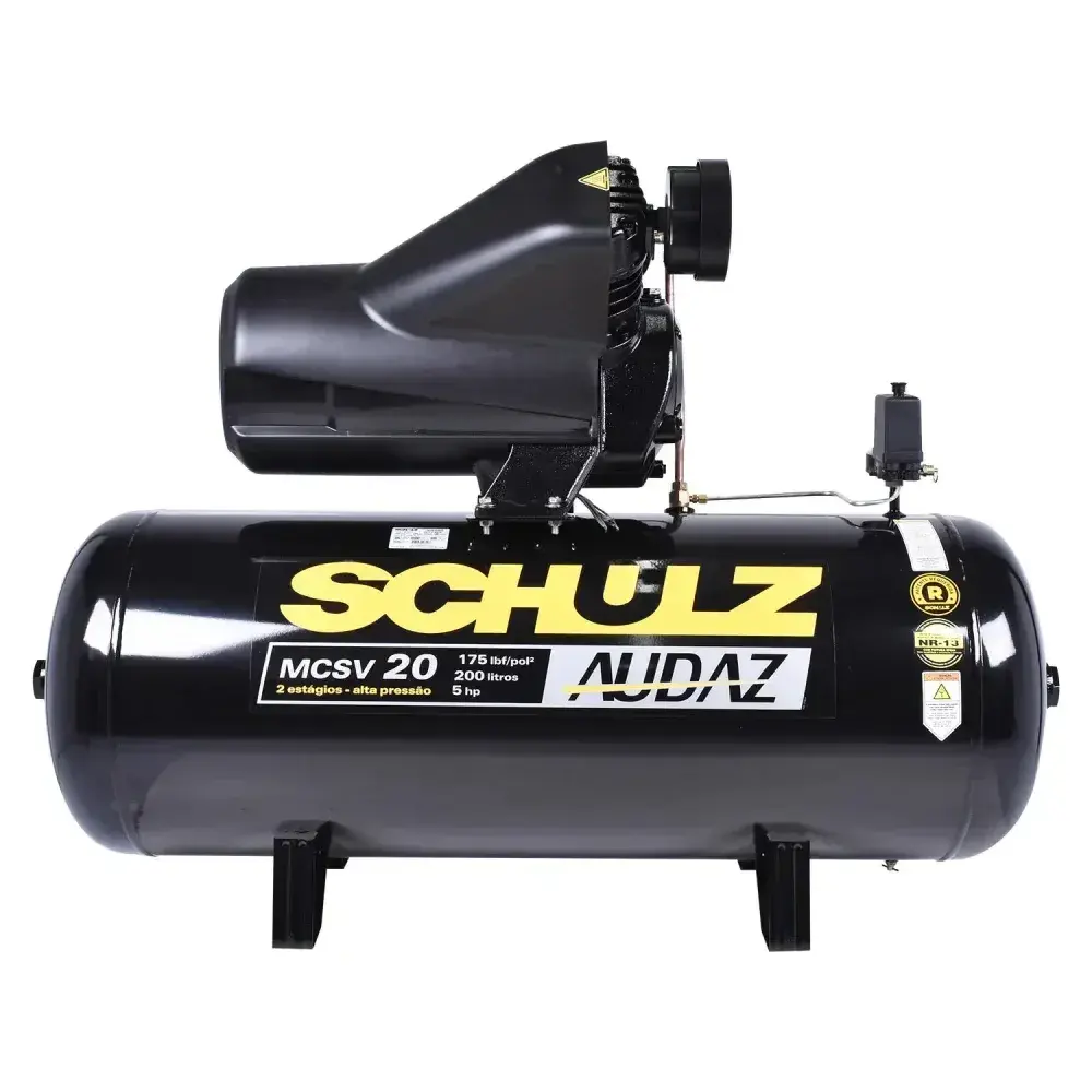 Compressor de pistão AUDAZ-MCSV20 200L 5HP 20PCM 220V trif Schulz — fotografia 6