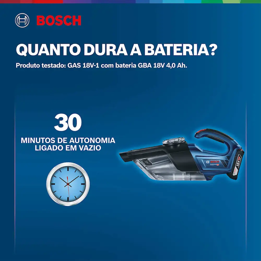 Aspirador de pó portátil à bateria 18V GAS 18V-1 professional sem bateria e carregador Bosch — fotografia 9