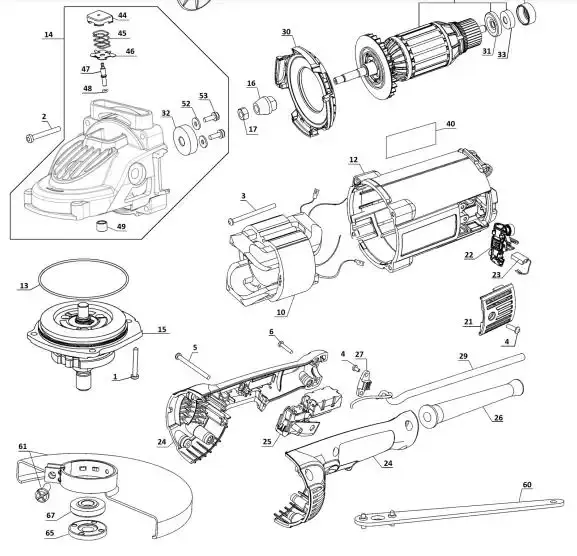 Tampa caixa engrenagem 7" esmerilhadeira DWE491 Dewalt